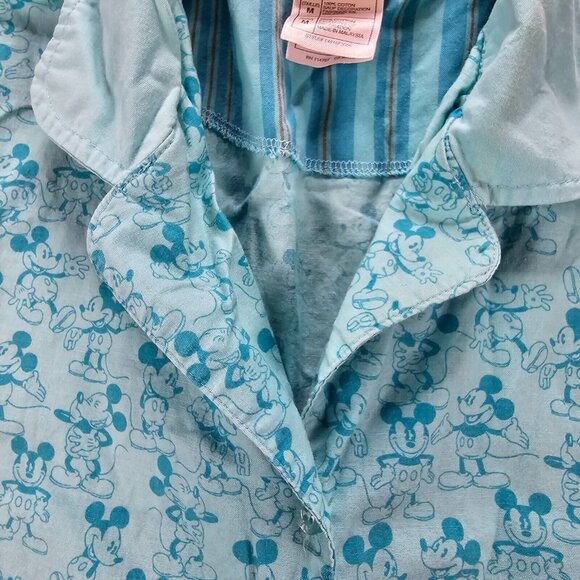 Disney Pajama Shirt Womens Medium Blue Button‎ Up Sleepwear Mickey Mouse Casual - Picture 7 of 8
